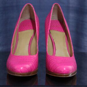 Nine West Hot Pink Snake Skin Textured Platform Heels 8.5